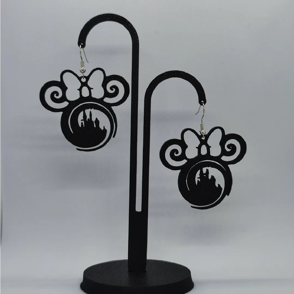 Castle Silhouette Bow Drop Earrings - Black